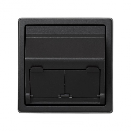 Адаптер на 2 RJ45(12) коннектора 75528; 75540; 75541; 75544-39 75542-30 наклонный Simon73 Loft графит 73086-62 393415