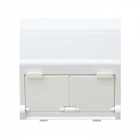 Адаптер на 2 RJ45(12) коннектора наклонный широкий Simon27 бел. 27086-35 405516