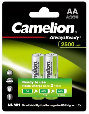 Аккумулятор AA-2500мА.ч Ni-Mh Always Ready BL-2 (NH-AA2500ARBP2 1.2В) (уп.2шт.) Camelion 11006 312855