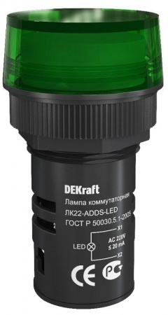 Арматура светосигнальная AD-22DS 220В LED ЛK-22 зел. DEKraft 25002DEK 283855