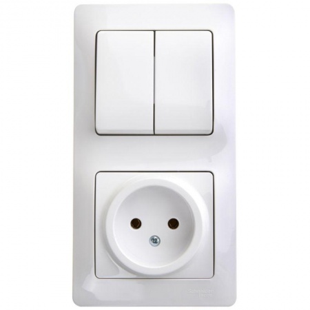 Блок комбинированный GLOSSA розетка + выкл. 2-кл. бел. SchE GSL000172 400529