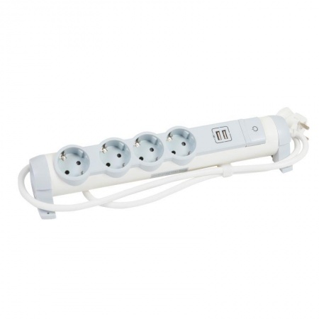 Блок многорозеточный с 2хUSB+4х2К+З с кабелем 1.5м Leg 694615 1224073