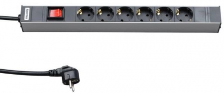 Блок розеток SHT19-6SH-S-2.5EU 6 розеток 16А выкл. шнур 2.5м 19дюймов Hyperline 28026 218505