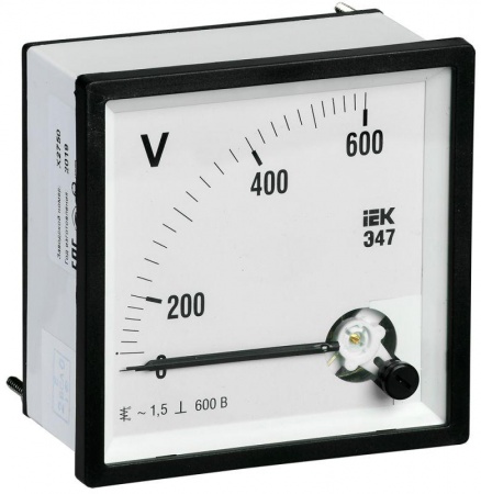 Вольтметр Э47 72х72мм 600В кл. точн. 1.5 ИЭК IPV10-6-0600-E 195556