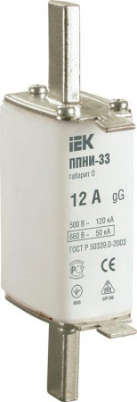 Вставка плавкая ППНИ-33 12А габарит 0 ИЭК DPP20-012 1035615