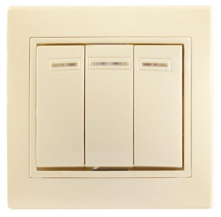 Выключатель 3-кл. СП КВАРТА 10А IP20 крем. ИЭК EVK31-K33-10-DM 312788