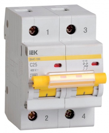 Выключатель автоматический модульный 2п C 25А 10кА ВА47-100 ИЭК MVA40-2-025-C 201884