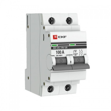 Выключатель нагрузки 2п 100А ВН-125 PROxima EKF SL125-2-100-pro 326072
