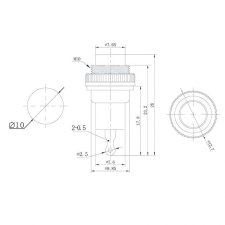 Выключатель-кнопка металл 220В 2А (2с) (ON)-OFF d10.2 зел. Mini (RWD-213) Rexant 36-3333 499690