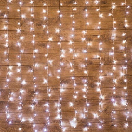 Гирлянда "Светодиодный дождь" с контроллером 1.5х1м 96LED бел. прозр. провод 8Вт 230В IP20 NEON-NIGHT 235-025 305378