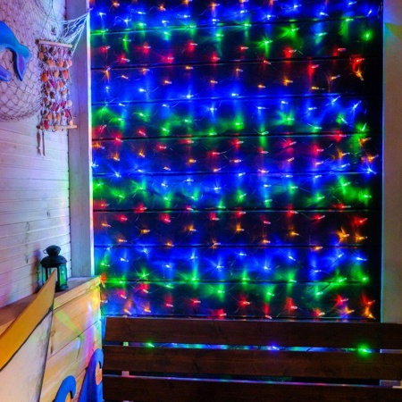 Гирлянда Сеть "НЕТ ЛАЙТ" 2х1.5м 288LED 15Вт 220В IP44 мульти.; черн. провод NEON-NIGHT 215-029 212356