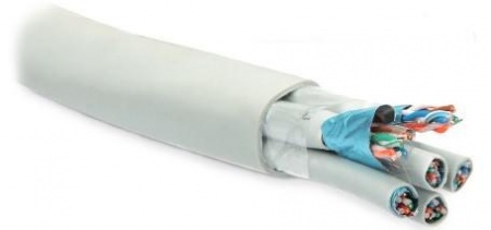 Кабель FUTP24W-C5-S24-IN-LSZH-GY (FTP24W-C5-SOLID-IN-LSZH) витая пара F/UTP; кат.5; 24 пары; экран. (4пары (24 AWG)х6) ож (solid) кажд. 4х парник: экран-фольга и LSZH обол. нг(C)-HF (–20град.C - +60град.C) сер. Hyperline 46323 395375