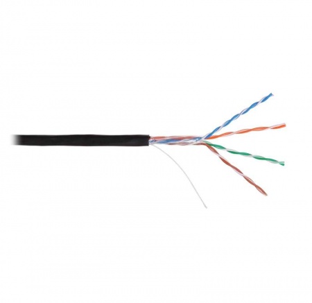 Кабель NIKOLAN U/UTP 4 пары кат.5e (класс D) тест по ISO/IEC 100МГц ож BC (чистая медь) 24AWG (0.50мм) внешний PE до -60град.С черн. (уп.305м) NIKOMAX NKL 4600B-BK 494159