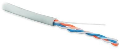 Кабель UUTP2-C5-S24-IN-PVC-GY-500 (UTP2-C5E-SOLID-GY-500) витая пара U/UTP кат.5 2 пары (24 AWG) ож. (solid) PVC (-20град.C – +75град.C) сер. Hyperline 42053 400671