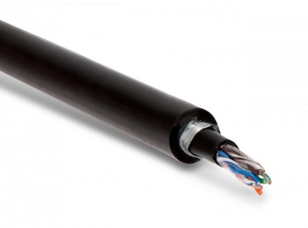 Кабель UUTP4-C5E-S24-ARM-OUT-PE-BK витая пара (U/UTP) кат.5e 4 пары (24 AWG) ож (solid) бронир. стальной лентой внешний PE черн. Hyperline 41657 334234