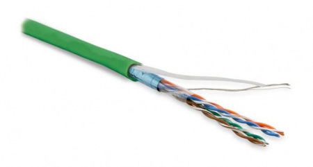 Кабель витая пара FUTP4-C5E-P26-IN-LSZH-GN-100 F/UTP кат.5e 4 пары (26 AWG) мж (patch) экран - фольга LSZH нг(С)-HF зел. (уп.100м) Hyperline 243624 1203260