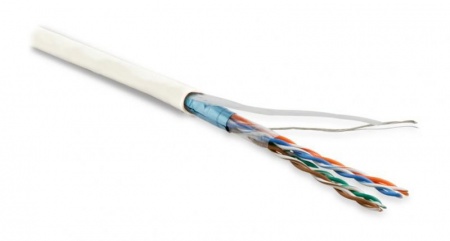 Кабель витая пара FUTP4-C5E-P26-IN-LSZH-WH-100 F/UTP кат.5e 4 пары (26 AWG) мж (patch) экран - фольга LSZH нг(С)-HF бел. (уп.100м) Hyperline 243618 1203263