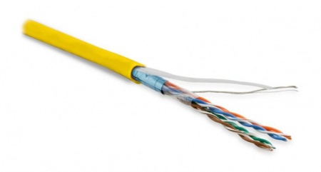 Кабель витая пара FUTP4-C5E-P26-IN-LSZH-YL-100 F/UTP кат.5e 4 пары (26 AWG) мж (patch) экран - фольга LSZH нг(С)-HF жел. (уп.100м) Hyperline 243617 1203264