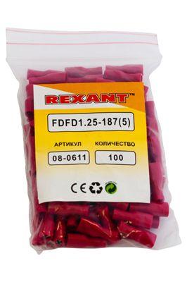 Клемма плоская полностью изол. (VF 1.25-187(8) А) (уп. 100шт.) Rexant 08-0611 275328