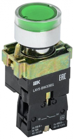 Кнопка LAY5-BW3361 с подсв. зел. 1з ИЭК BBT50-BW-K06 222778