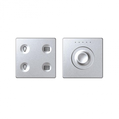 Комплект выключателя 4-кл. сенсорн. + регулятор Т2 KNX; RJ12 алюм. Simon82 Sense 8400654-093 417504