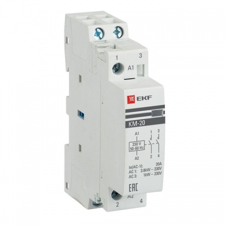 Контактор мод. КМ 20А 2NО (1 мод.) EKF km-1-20-20 227372