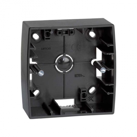 Коробка наружной установки 1-м 89х89х37мм Simon82 графит 82751-38 393778