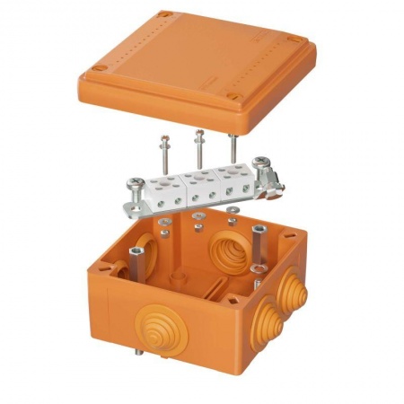 Коробка ответвительная FS 100х100х50мм 6р 450В 6А 4кв.мм с каб. вводами и клеммн. IP56 пластик. ДКС FSB11604 439290