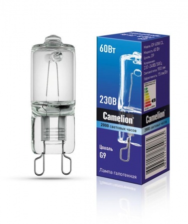 Лампа галогенная 60Вт капсула G9 2850К 240В прозр. Camelion 5555 329668