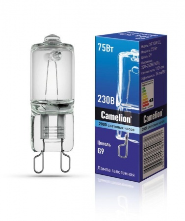 Лампа галогенная 75Вт капсула G9 2850К 240В прозр. Camelion 5618 329672