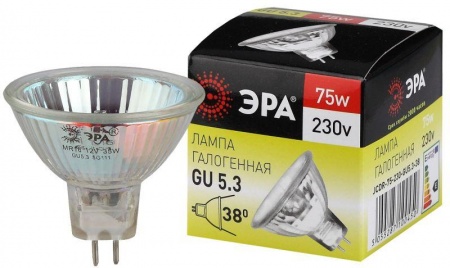 Лампа галогенная GU5.3-JCDR (MR16) -75W-230V-Cl ЭРА C0027366 416084