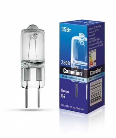 Лампа галогенная JD 35Вт капсула g4 2850К 240В Camelion 10406 307701