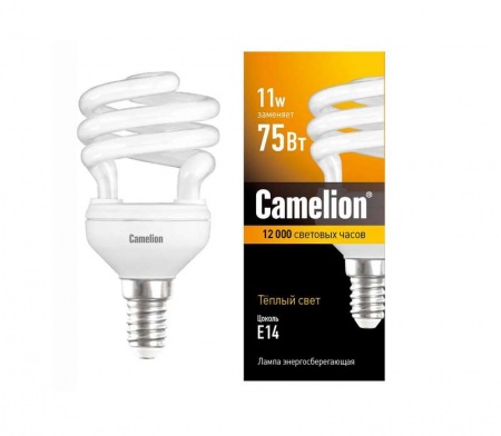 Лампа люминесцентная компакт. FC AS T2 11Вт E14 спиральная 2700К Camelion 8114 152778