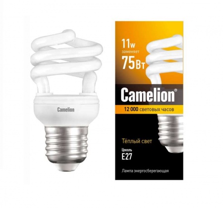 Лампа люминесцентная компакт. FC AS T2 11Вт E27 спиральная 2700К Camelion 8193 152779