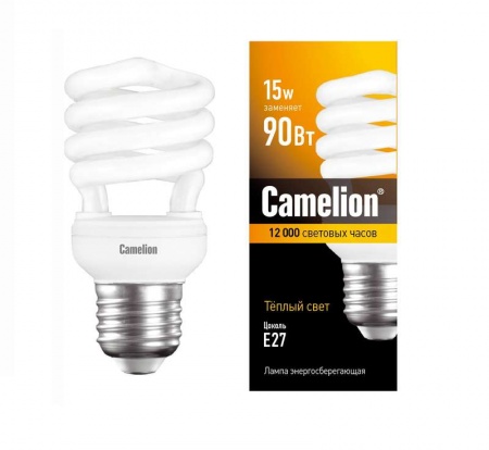 Лампа люминесцентная компакт. FC AS T2 15Вт E27 спиральная 2700К Camelion 8194 152780