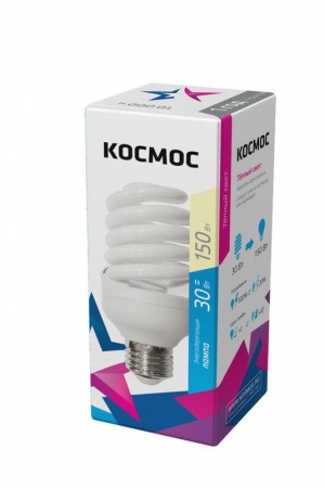Лампа люминесцентная компакт. SPC 20Вт E27 спиральная 2700К Т3 КОСМОС LKsmSPC20wE2727 332605