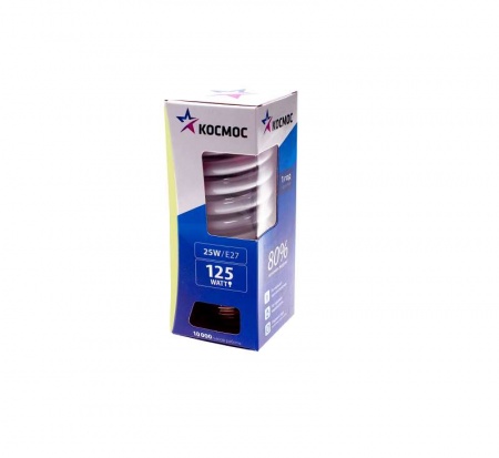 Лампа люминесцентная компакт. SPC 26Вт E27 спиральная 2700К КОСМОС LKsmT2SPC26wE2727 67529