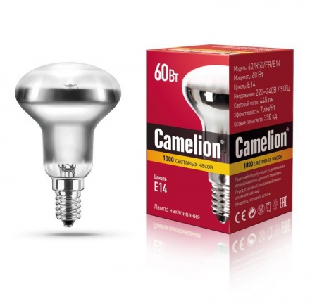 Лампа накаливания 60Вт E14 220В зеркальная Camelion 12660 458639