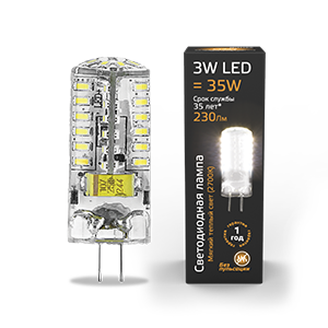 Лампа светодиодная GY6.35 AC85-265V 3Вт капсульная 2700К тепл. бел. GY6.35 230лм 150-265В GAUSS 107719103 321955
