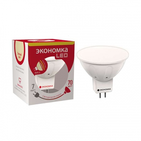 Лампа светодиодная JCDR 7Вт 3000К тепл. бел. GU5.3 330лм 220-240В ЭКОНОМКА Eco_LED7wJCDRC30 296761