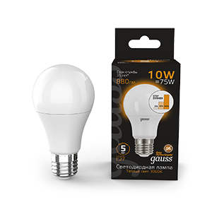 Лампа светодиодная LED A60 E27 10Вт 2700К step dimmable (диммир.) Gauss 102502110-S 479949