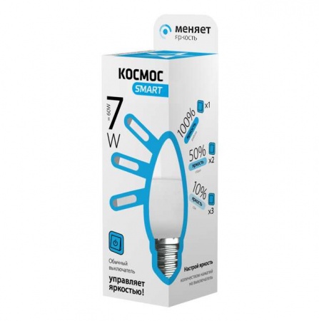 Лампа светодиодная LED CN 7Вт 220В E27 4500К 3 уровня яркости Smart КОСМОС Lksm_LEDSD7wCNE2745 417270