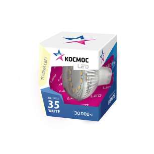 Лампа светодиодная LED JCDR 3Вт 220В GU5.3 3000К Космос Lksm_LED3wJCDRC30 285351