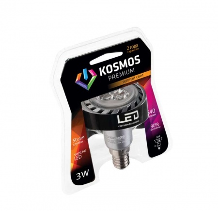Лампа светодиодная LED KOSMOS premium 3Вт JDR E14 230В 3000К Космос KLED3wJDR230vE1427 235997