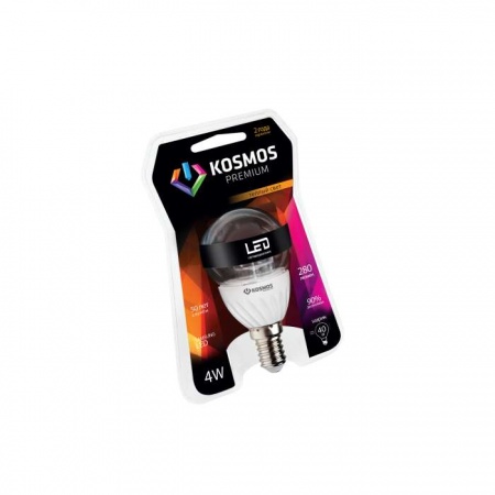 Лампа светодиодная LED KOSMOS premium 4Вт Шар прозрачный 45мм E14 230В 3000К Космос KLED4wGL45230vE1427C 269802