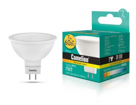 Лампа светодиодная LED7 JCDR/830/GU5.3 7Вт 3000К тепл. бел. GU5.3 460лм 220-240В Camelion 11656 329810