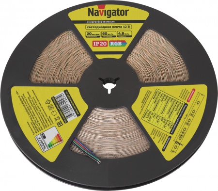 Лента светодиодная 71 247 NLS-3528RGB60-4.8-IP20-12V-R20 4.8Вт/м (уп.20м) Navigator 71247 434060