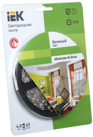 Лента светодиодная ECO LED LSR-3528G60-4.8-IP20-12V 5Вт/м (уп.5м) зел. ИЭК LSR1-5-060-20-1-05 302239