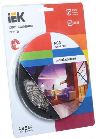 Лента светодиодная ECO LED LSR-3528RGB54-4.8-IP20-12V 5Вт/м (уп.5м) полноцвет. ИЭК LSR1-3-054-20-1-05 302235