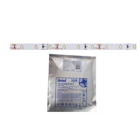 Лента светодиодная гибкая ULS-3014-60LED/m-6mm-IP20-DC12V-6W/m-5M-DW на самоклеящейся основе IP20 угол излучения 120град. 4500К 6Вт/м (уп.5м) Uniel 11051 485041